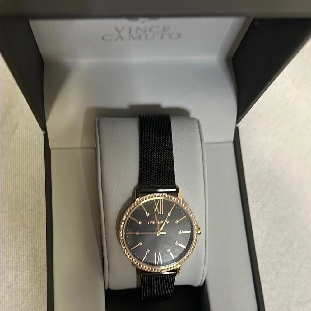 Vince Camuto Black and Rose Gold Analog Watch